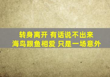 转身离开 有话说不出来 海鸟跟鱼相爱 只是一场意外